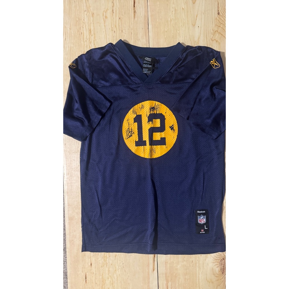 Reebok NFL Green Bay Packers Aaron Rodgers 12 Youth‎ Large Jersey Navy Blue